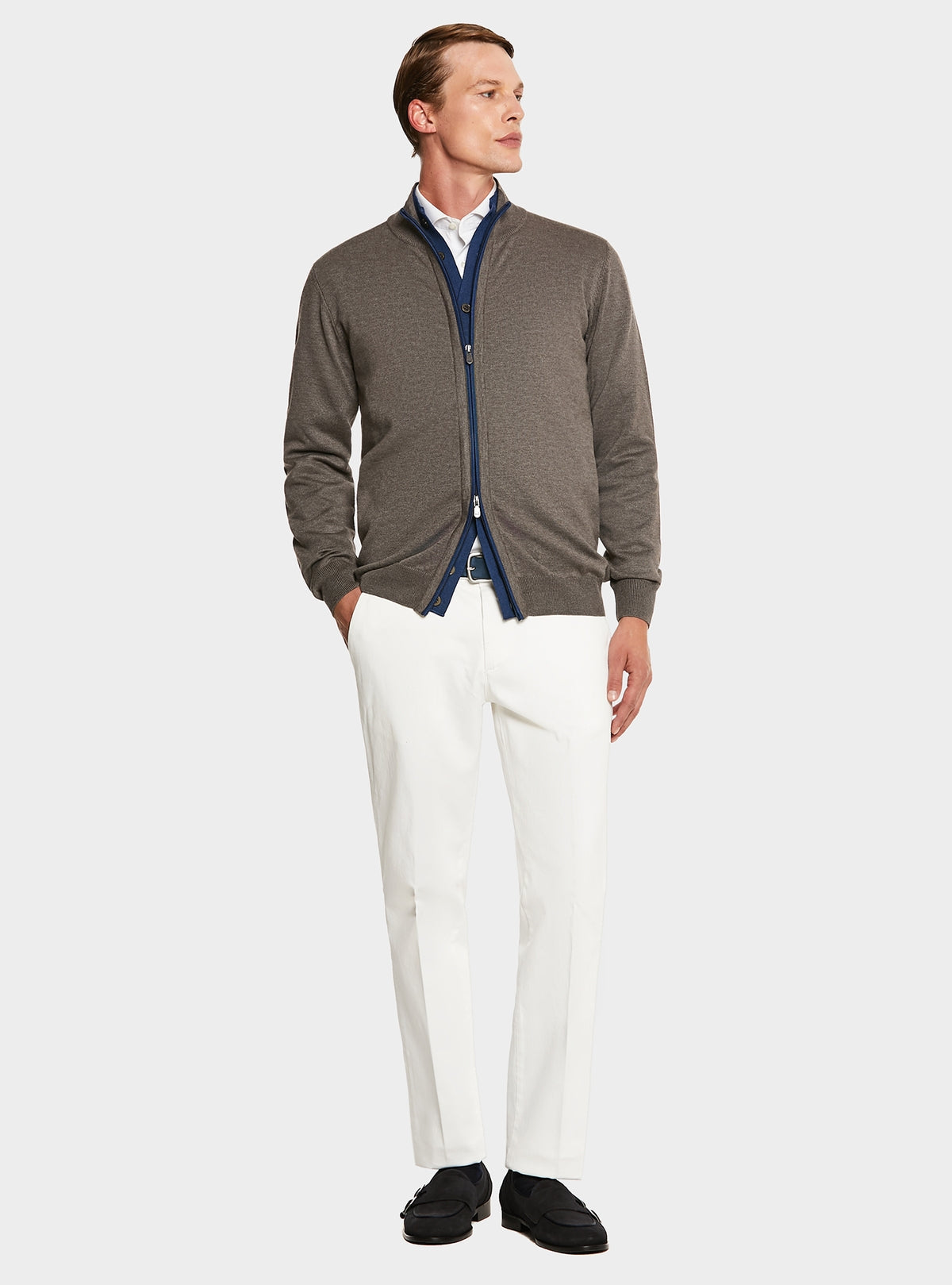 Cardigan med dragkedja och knappar