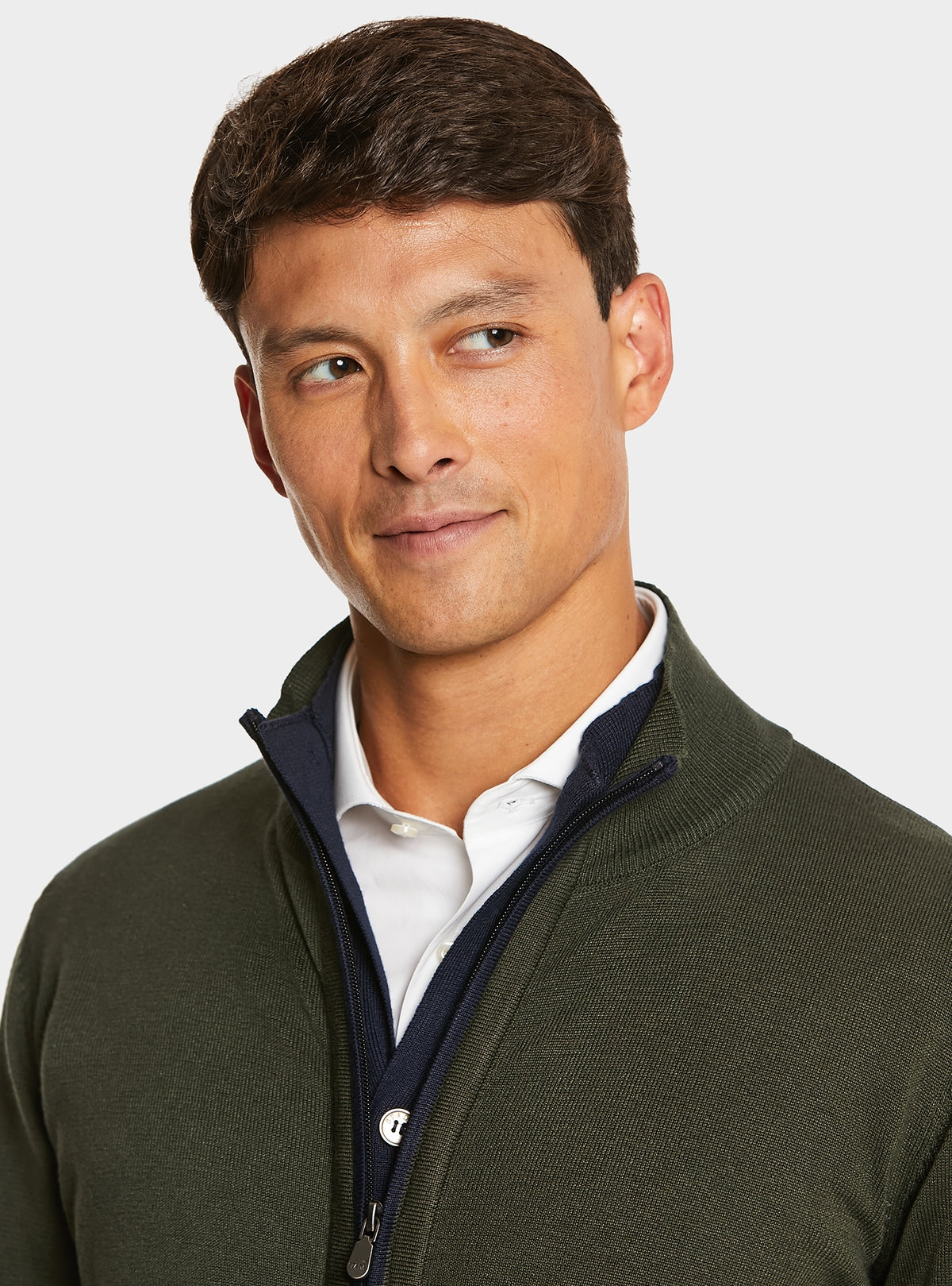 Cardigan med dragkedja och knappar
