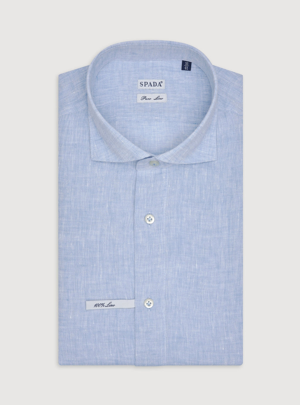 Camicia collo francese in lino tinta unita-0