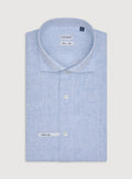 Camicia collo francese in lino tinta unita-0