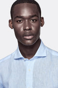 Camicia collo francese in lino tinta unita-1
