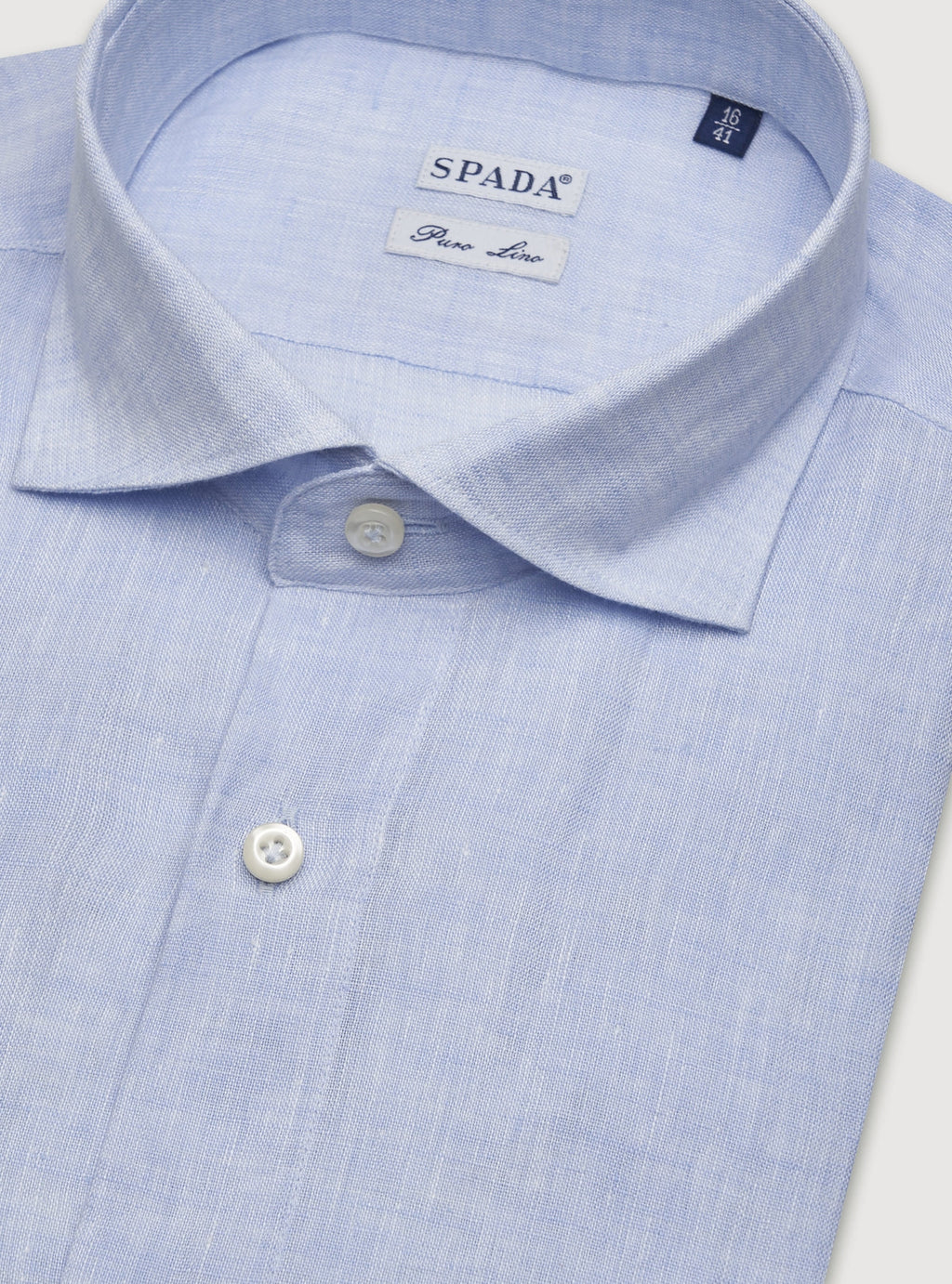 Camicia collo francese in lino tinta unita-2