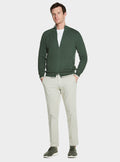 Ribbstickad cardigan med dragkedja i 100 % bomull