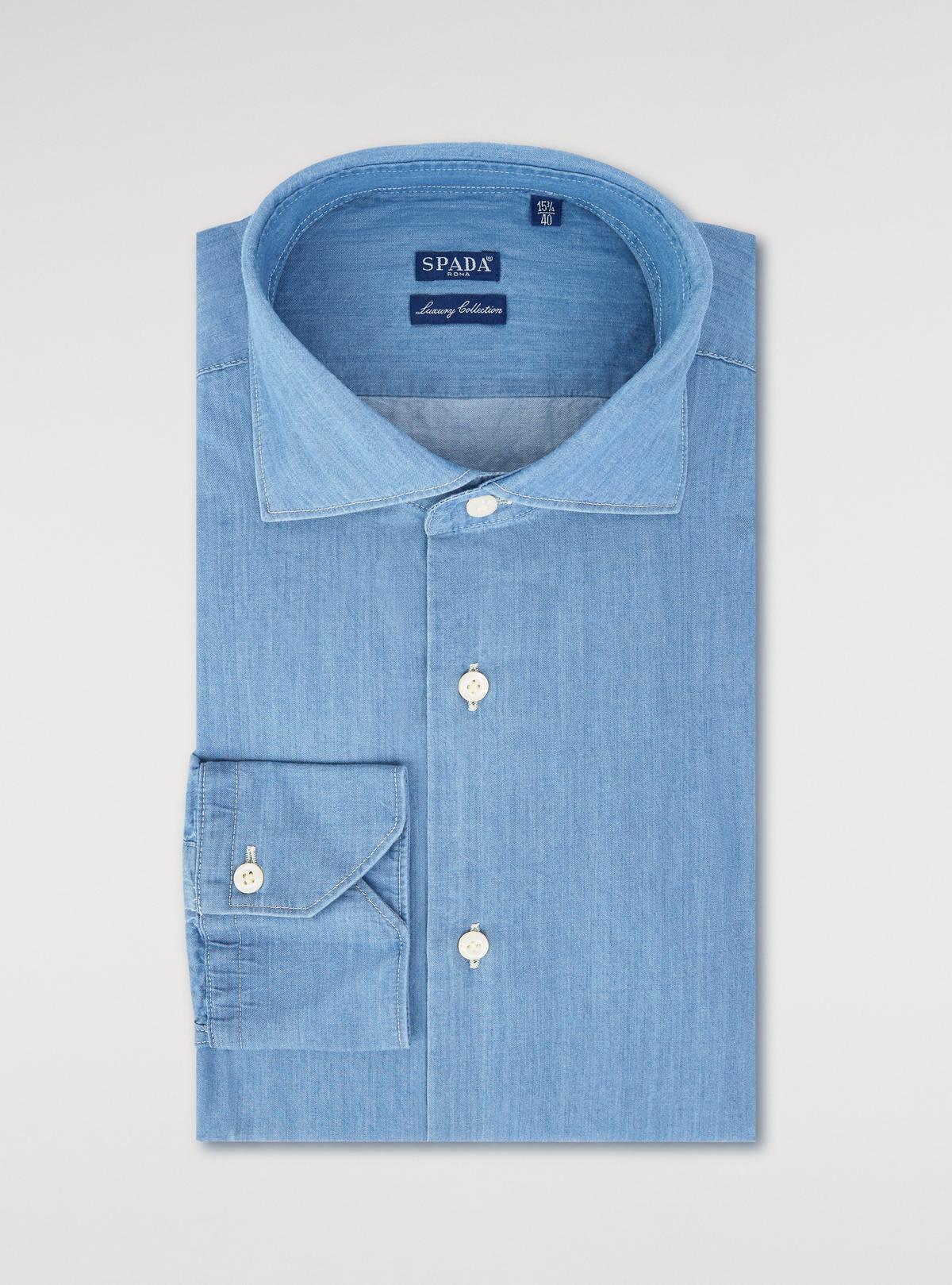 Denimskjorta med fransk krage
