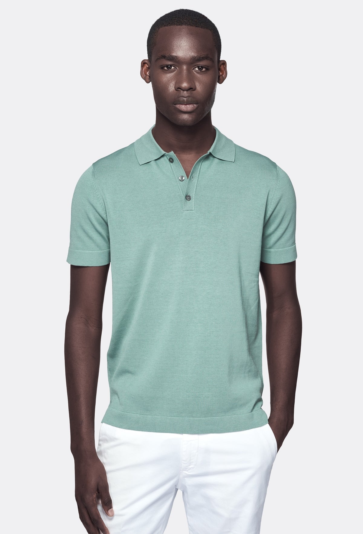 Polo in cotone e seta-0