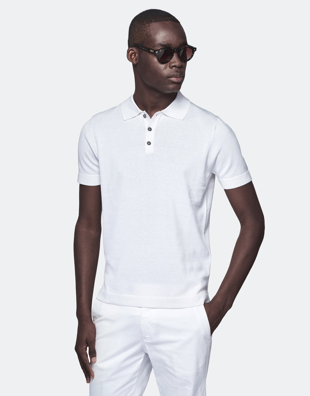 Polo in cotone e seta-1