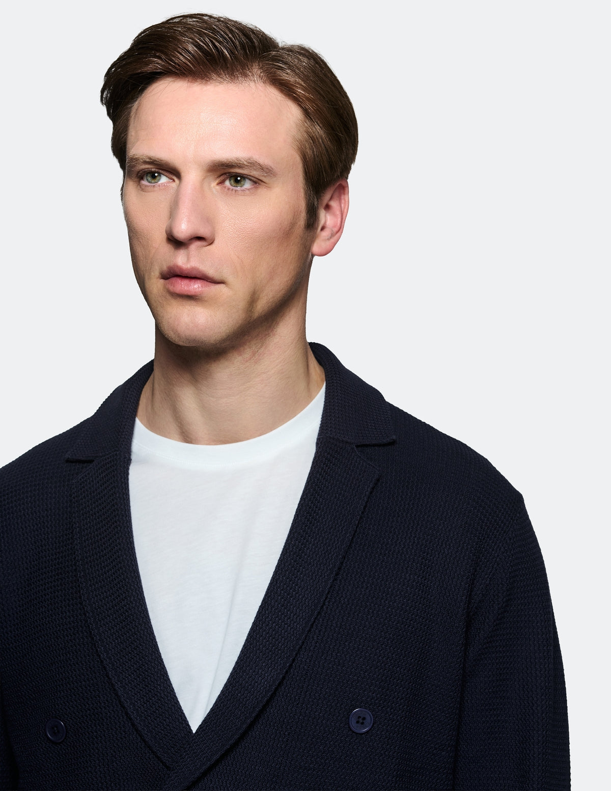 Dubbelknäppt Stickad Cardigan i Bomull