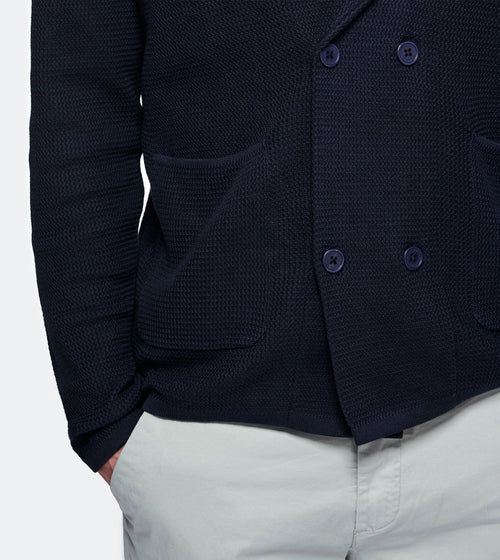 Dubbelknäppt Stickad Cardigan i Bomull