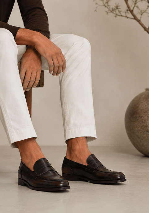Penny Loafers i Italienskt Läder – Mörkbrun